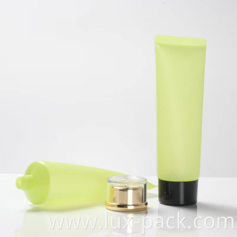 Hot sale Cosmetic Sunscreen Matte Frosted Green Plastic Tube Cream Packaging With Screw Lid Acrylic Cover